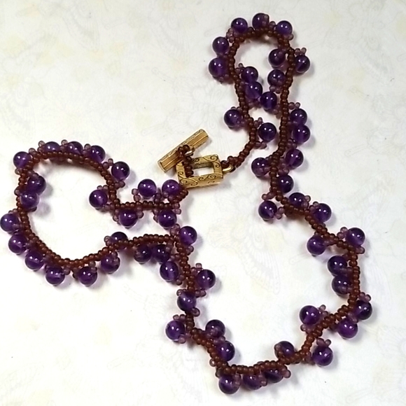 Vintage Hand Crafted Glass Bead Woven Choker Style Necklace - Picture 9 of 16